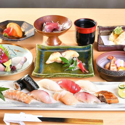 120分《おまかせ握りコース》厳選握り寿司や天ぷら、デザートなど全8品