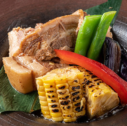Simmered Kobe pork and local vegetables