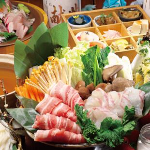【樱花鲷鱼神户猪肉涮锅】“春天淡路”5,000日元套餐★含无限畅饮7,000日元