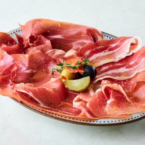 Raw ham assortment plate