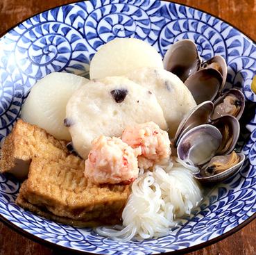 五種盛合せ(大根 (1ヶ)・厚揚げ (1ヶ)白滝 (2ヶ)・きくらげ天 (1ヶ)・海老団子 (2ヶ))