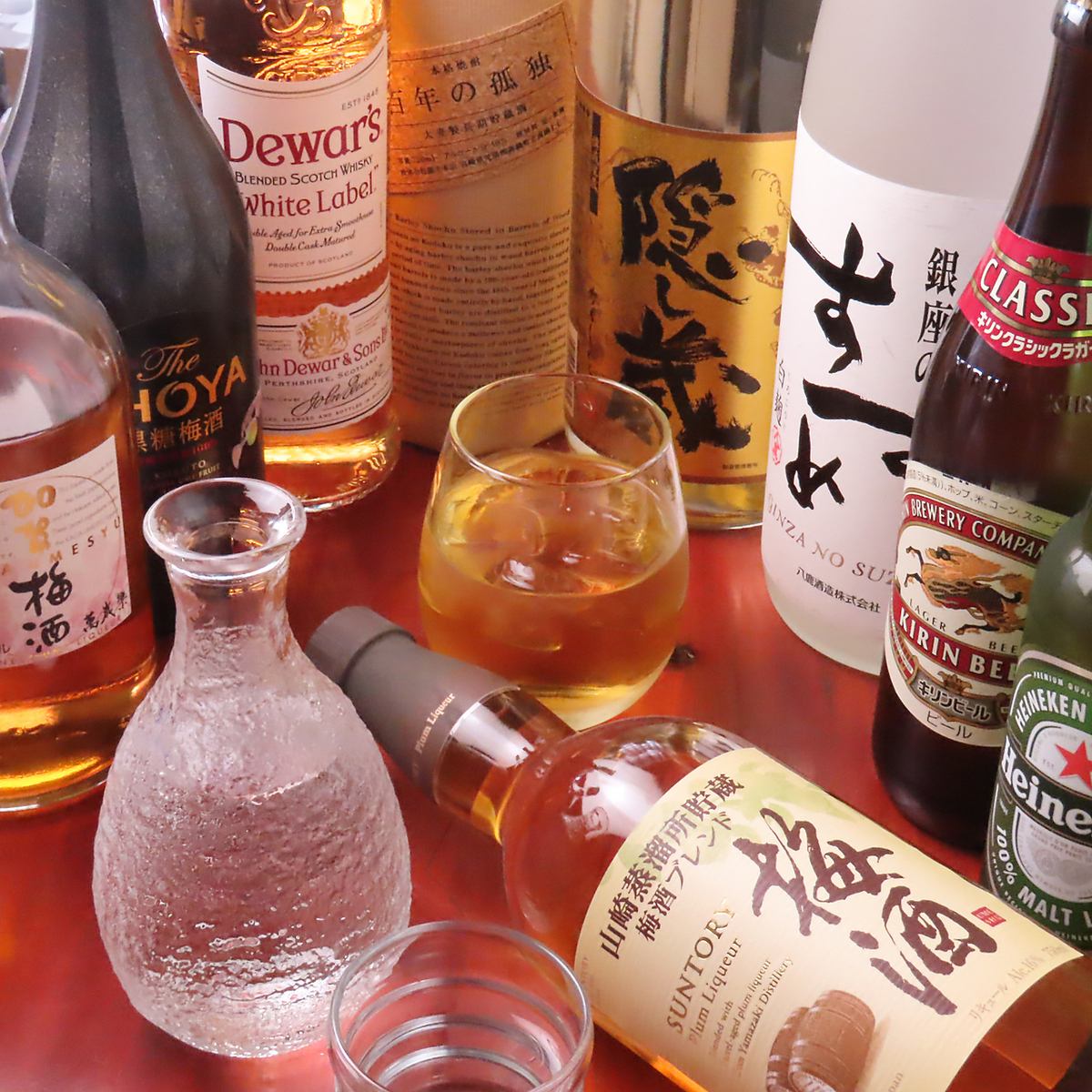 We also have bottles of everything from shochu to sake available for you to keep.