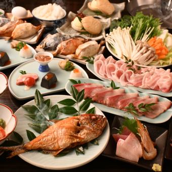 《2h飲み放題付》会席「禄」ROKUコース◆ブリしゃぶと豚しゃぶ、人気メニューが詰まった全15品