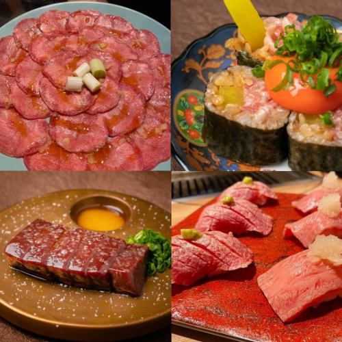 肉類特色菜太棒了！ 「肉壽司」、「新鮮厚片肝」、「肉拓」等。