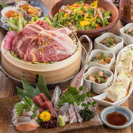【牡丹コース】舌鼓間違いなし！！選べる豪華なメイン料理付き◎3時間飲み放題9品4500円