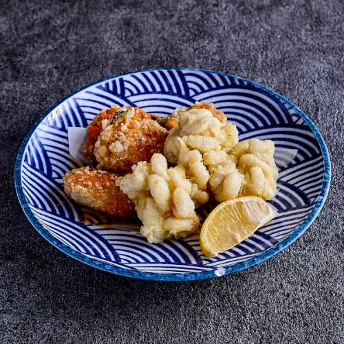 あん肝と白子の天ぷら