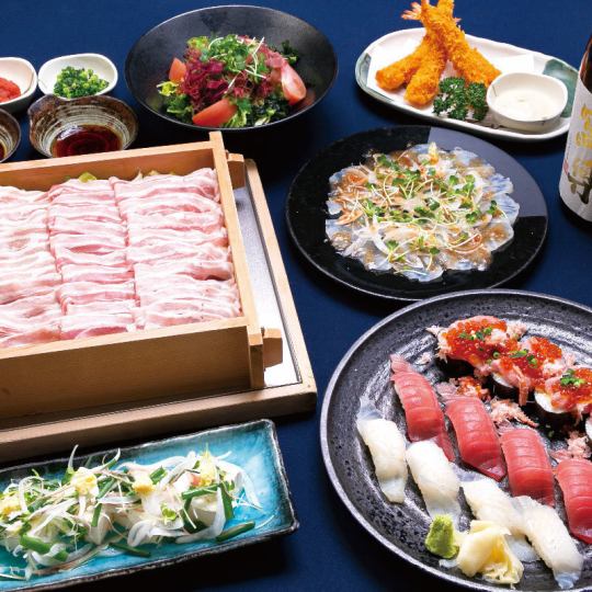 “三轩猪”蒸猪肉简单又满足 宴会套餐3,990日元（共7道菜+2小时无限畅饮）3,990日元！