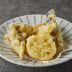 Mushroom and autumn vegetable tempura