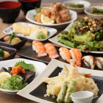 [Standard/180 minutes all-you-can-drink included] 3 types of tempura x 3 types of nigiri sushi {Tempura Ebisu Course} 9 dishes total 4500 yen ⇒ 3499 yen