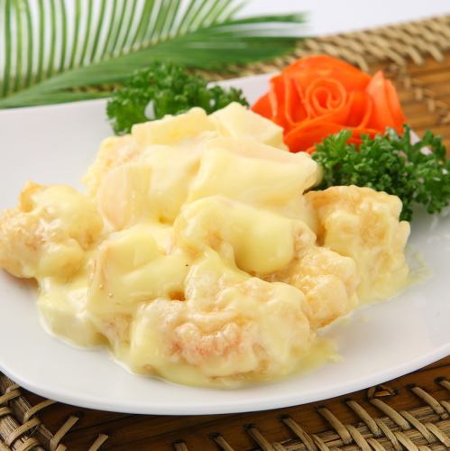 Prawns dressed with mayonnaise