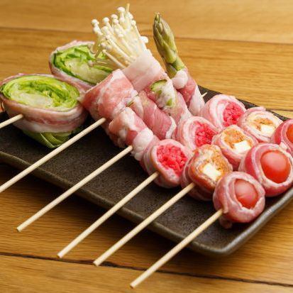 ≪When you think of our store, this is it!≫Vegetable wrapped skewers