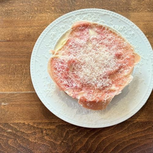 フレッシュ生ハムと削りたてふわふわパルミジャーノチーズスープスパゲッティ