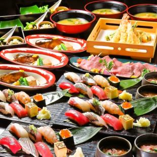 〈기간 한정〉생본 鮪鮨과 銀鍈煮つけ을 맛보는【스시 코스】프리미엄 무제한 7000엔→6000엔