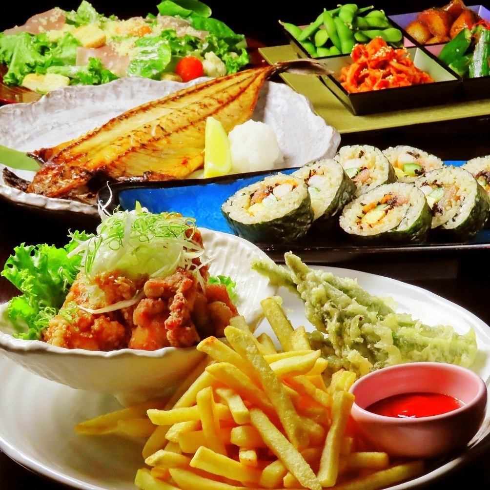 晚上9点后供应：【休闲套餐】食物+无限畅饮4000日元☆最适合聚会后享用