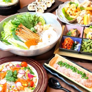 海鮮カルパッチョと鶏つくねちゃんこ鍋【お手軽コース】飲み放題付き 5000円(税込)