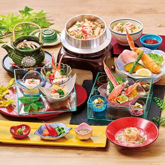 【贅沢釜めし祭り】ずわい釜めしとクリスタル重 花彩御膳 ～はないろごぜん～3,828円