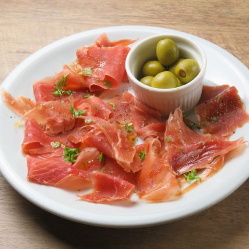 Assorted prosciutto and olives