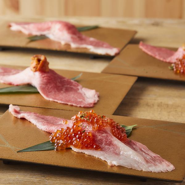 《おすすめ》十勝彩美牛を使用した贅沢肉寿司もおすすめです◎ジューシーでしっかりした味わいが特徴。