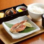 A colorful meal of today's grilled fish and side dishes