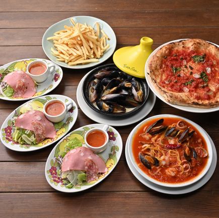 海の幸を使ったVANSAN定番のコース【Mare マーレ】フリードリンク2時間付3900円