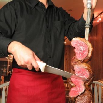 ★昼宴会！3時間食べ飲みコース★15種類シュラスコ食べ放題＋スタンダート飲み放題　 3h 5,500円