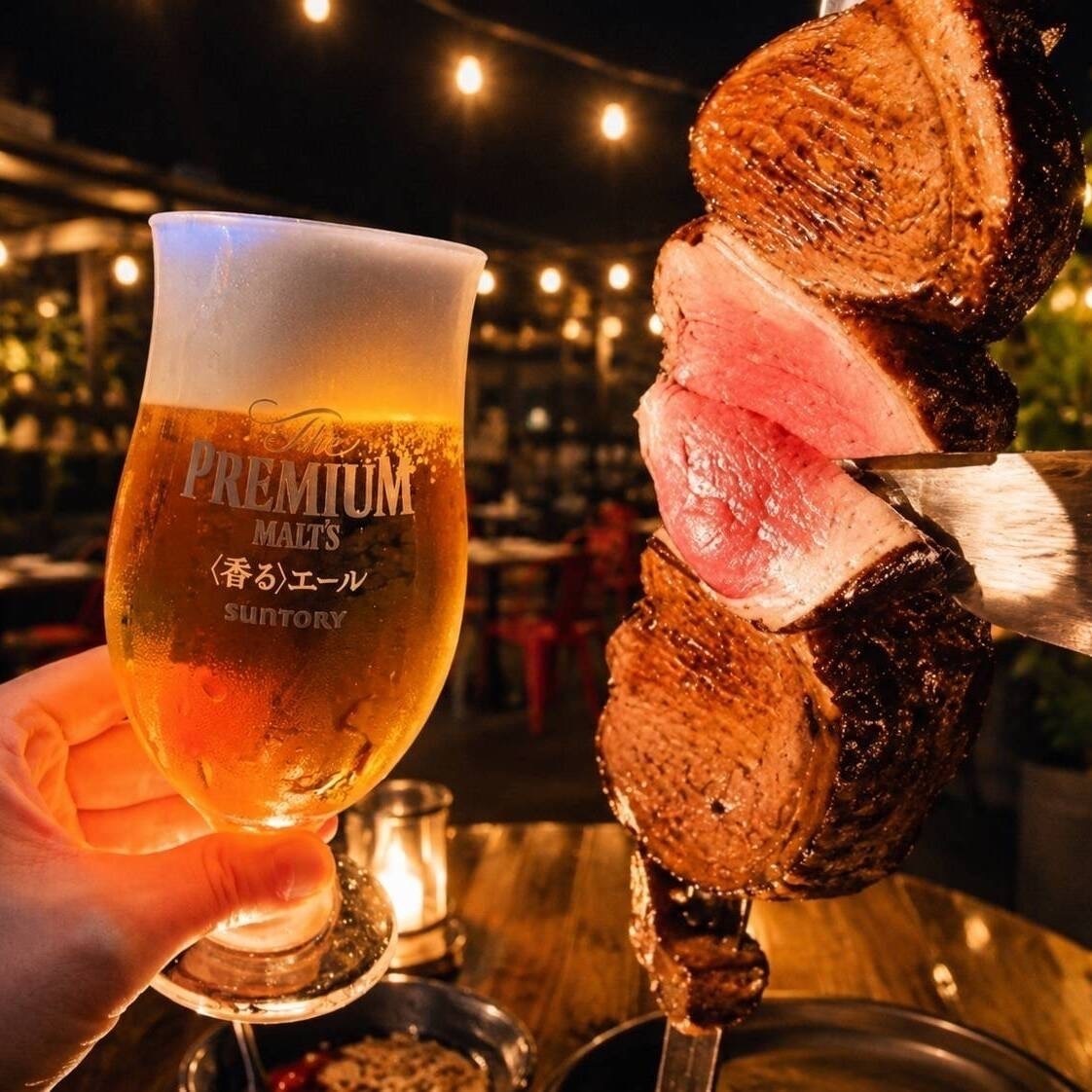 ディナータイム20種のシュラスコ食べ放題＆飲み放題プランあり♪
