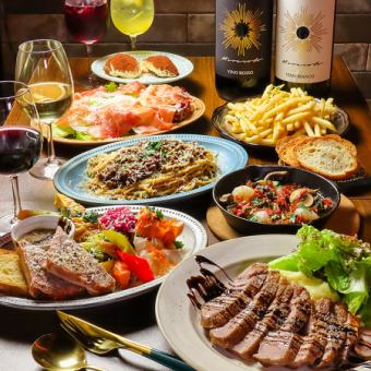 STANDARDコース！！！生パスタや、豚のローストなど全5皿【生ビール含む120分飲み放題付き】