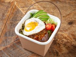 Aged Beef Hamburger and Avocado Loco Moco Box