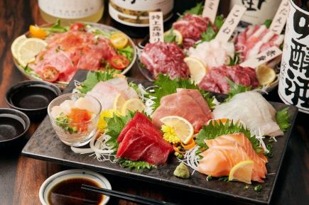 [2.5 hours all-you-can-drink included] Choose between 2 types of horse sashimi or 2 types of seafood <4,000 yen course>