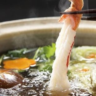 3-hour all-you-can-drink option (Choose your hotpot) 10 dishes including a seven-piece sashimi platter delivered directly from the market and a northern snow crab hotpot, 7,000 yen → 6,000 yen