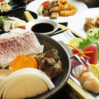 德島鳴門鯛魚的博樂燒套餐 博樂燒2小時無限暢飲/7道菜品合計7000日元（含稅）⇒5000日元（含稅）