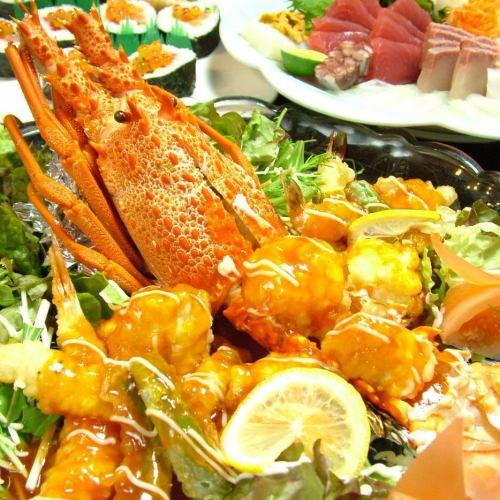 "伊勢海老のマヨチリソースがけ+海鮮お造り盛り合わせ"付き！2H飲放コース 全7品 7000円(税込)！