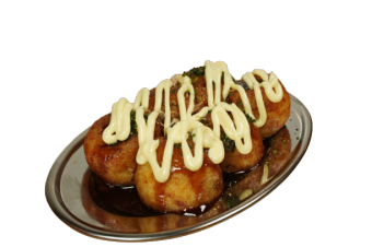 Takoyaki with mustard mayo