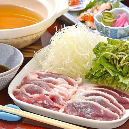 [僅限午餐]國產鴨肉涮鍋火鍋半套餐 鴨肉涮鍋很精緻♪3,500日元（含稅）