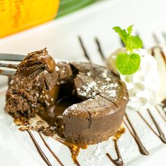 Chocolate fondant with vanilla ice cream