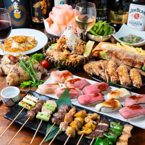 焼き鳥&肉寿司を個室空間で