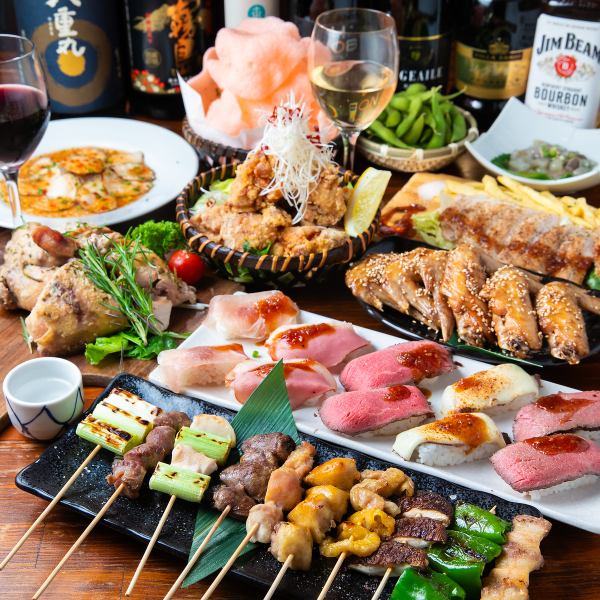 焼き鳥&肉寿司を個室空間で