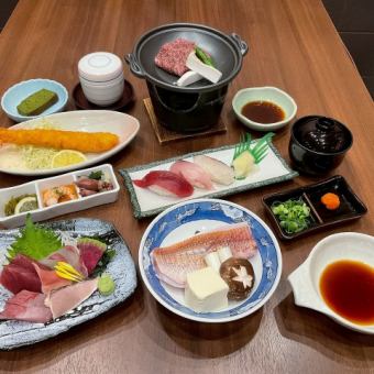 【料理のみ】和牛ヒレステーキ+大海老フライ+上握り寿司など全9品！定番6000円コース