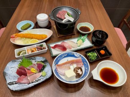 【料理のみ】和牛ヒレステーキ+大海老フライ+上握り寿司など全9品!定番6000円コース