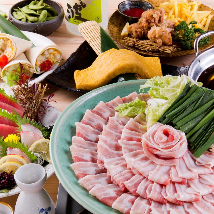 全8品 思う存分食べつくす 豚しゃぶ食べ放題コース 90分食べ飲み 3500円 昭和食堂 蟹江店