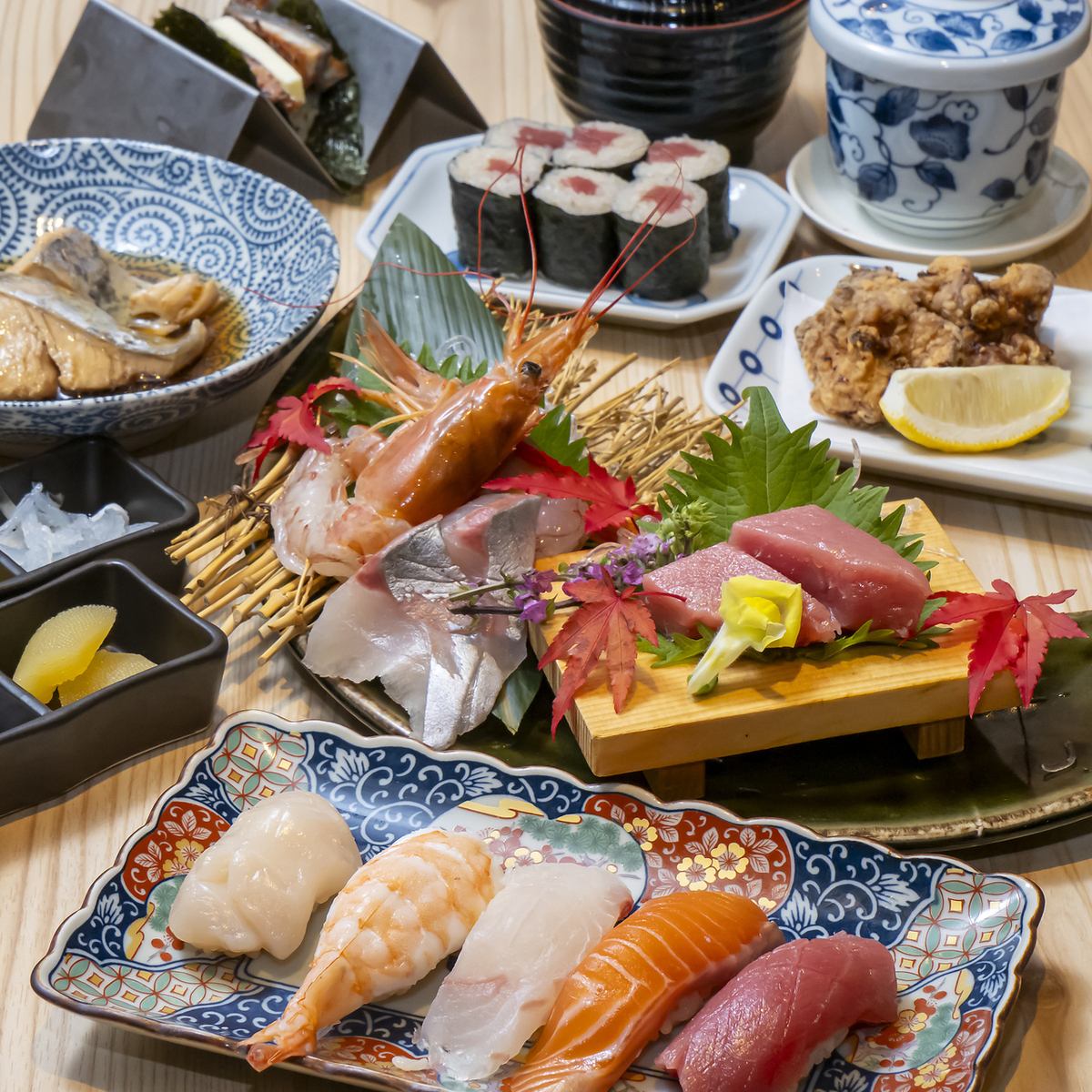 お寿司を存分に堪能できる飲み放題付きコースを多数ご用意★