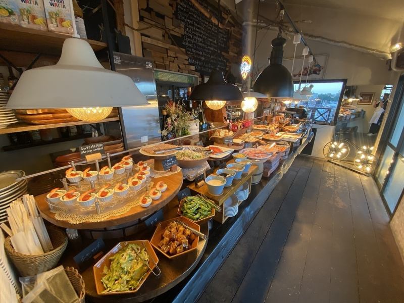 The buffet corner is lined with homemade dishes. We recommend the pizza, which has homemade dough and sauce, and the ajillo, made with local ingredients! Because it's a buffet, you can eat as much as you want of what you want without having to share.