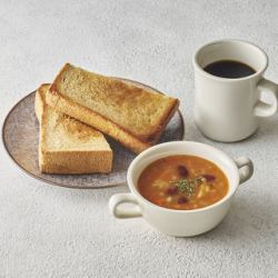 バタートースト＆8種野菜のミネストローネ