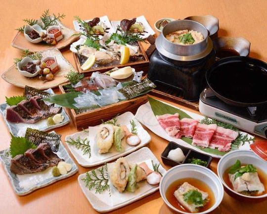【一押しコース】泳ぎイカお造りやカツオ藁焼き、キスと春野菜の天麩羅など全10品8,500円