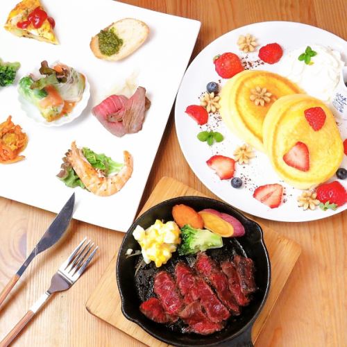 [Relaxing girls' party lunch course★] 7 dishes including famous pancakes, popular steak, and limited appetizers