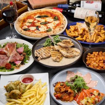 【新年会 グッドプラン】3時間飲み放題+ 釜焼きピザ付き!全9種5500円(税込)♪