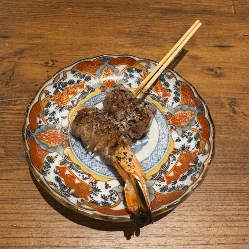 【炭火串焼】海老豚巻き