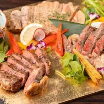 2ｈ飲放題【肉祭りコース】 炭火牛串や黒毛和牛ステーキなど 全9品8000円クーポン利用⇒7000円