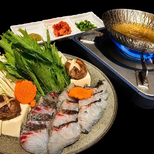 Beef broth sea bream shabu