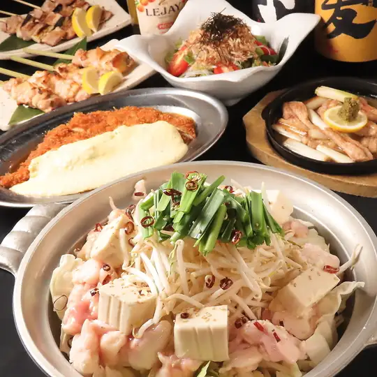 [¥6000 Autumn/Winter Course] Includes 10 dishes such as a 3-item sashimi platter, fried chicken nanban, motsunabe (offal hot pot), fried chicken wings, etc. + 2 hours of all-you-can-drink.